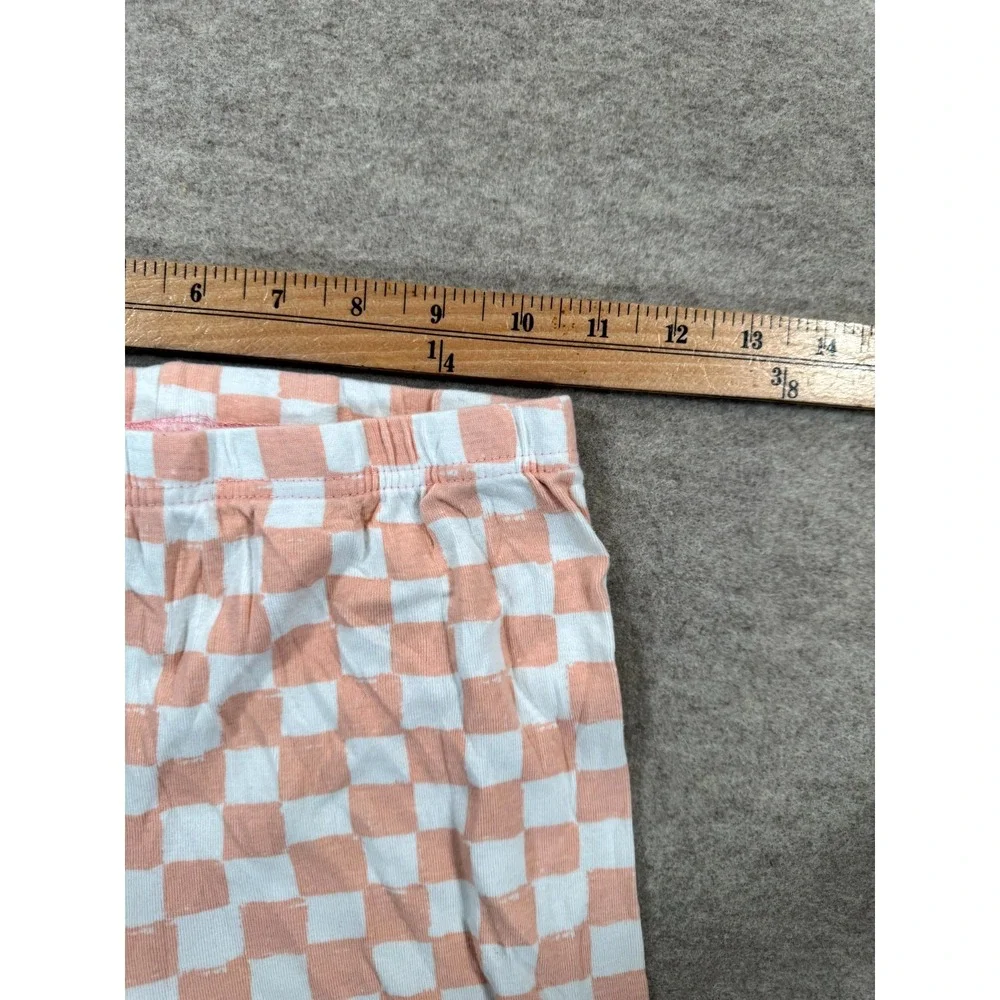 Carter's Pajama Pants Girls 12/12A Peach White Checkered Casual Mid Rise Pull On